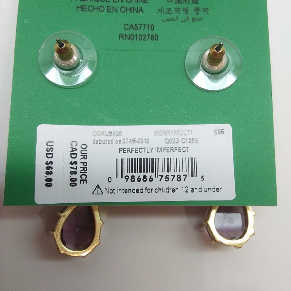Kate Spade New Amethyst Small Linear Earrings - Picture 3 of 3